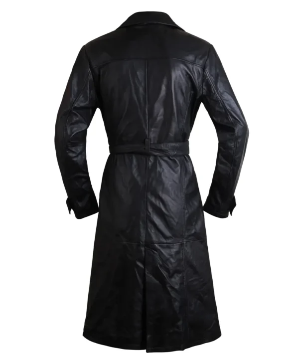 Midnight Elegance Long Leather Coat - Image 2