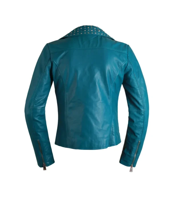 Teal Tide Women's Leather Jacket - Image 2