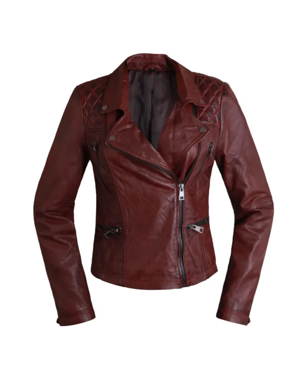 Crimson Whisper Women's Leather Jacket