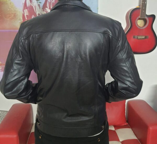 Refined Black Leather Jacket - Image 3