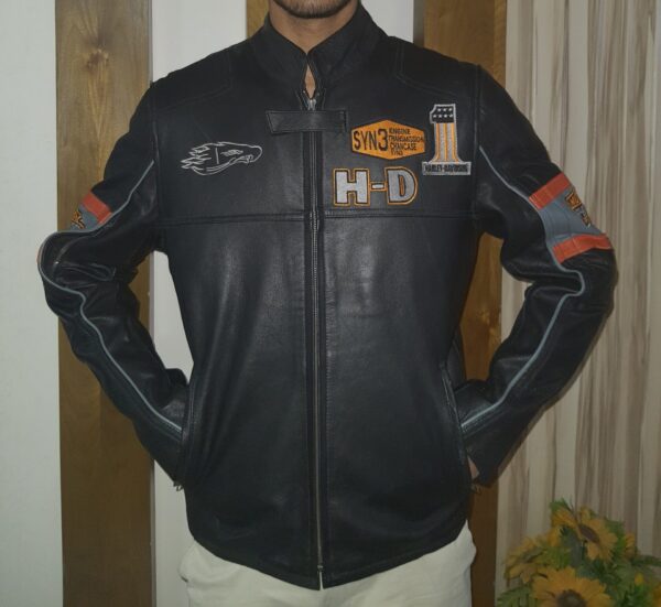 Men's Sleek Black Leather Jacket with Modern Fit