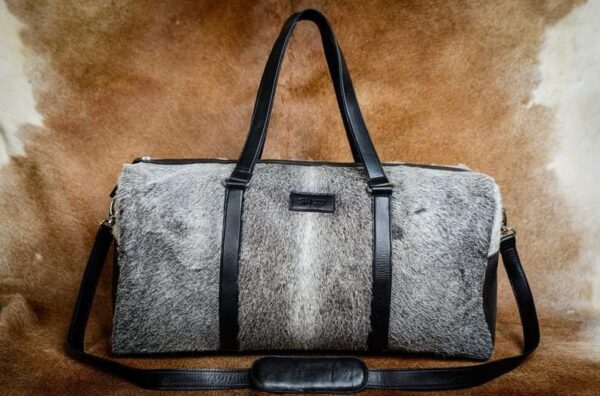 Cow Hairon & Waxy Leather Duffle Bag with Front Pocket - Image 2