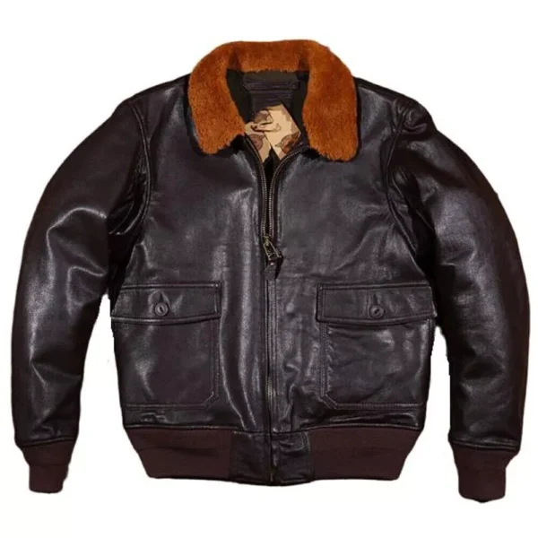 A-2 G-1 Brown Distressed Leather Bomber Jacket - Men's Air Force Aviator