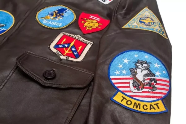 Tom Cruise Top Gun Pete Maverick Fur Bomber Flying Flight Leather Jacket For Men - Image 4
