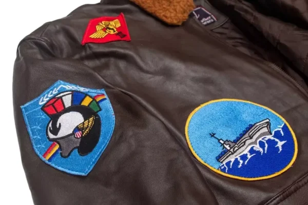 Tom Cruise Top Gun Pete Maverick Fur Bomber Flying Flight Leather Jacket For Men - Image 6