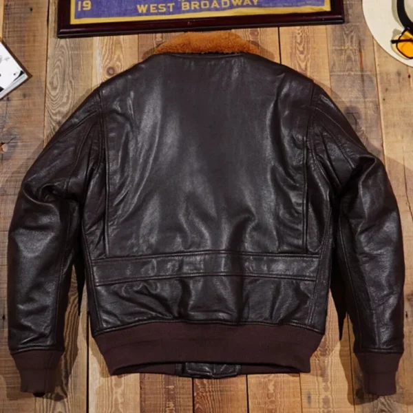 A-2 G-1 Brown Distressed Leather Bomber Jacket - Men's Air Force Aviator - Image 3