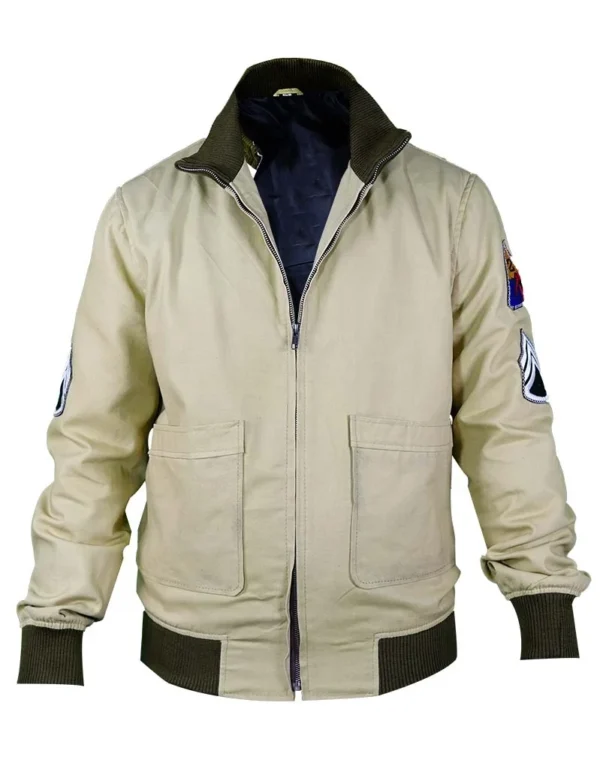 Vintage Military Style Cotton Jacket with Patches