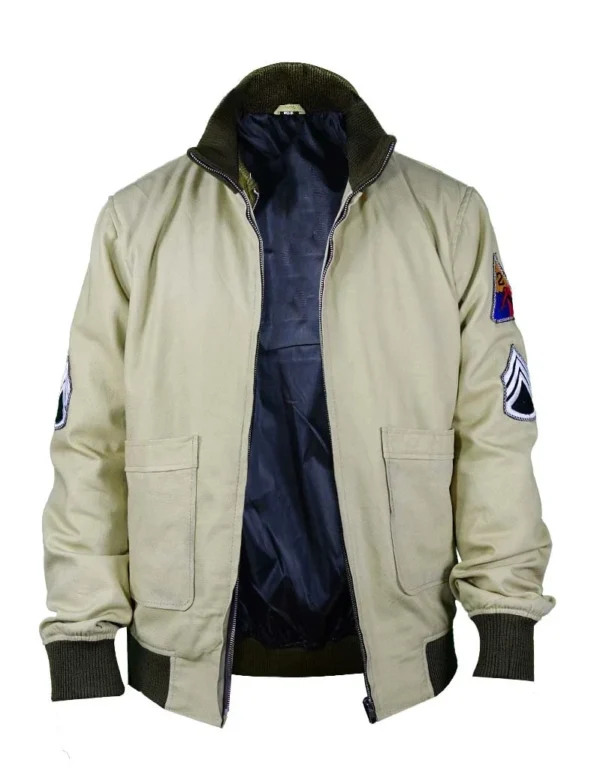 Vintage Military Style Cotton Jacket with Patches - Image 2