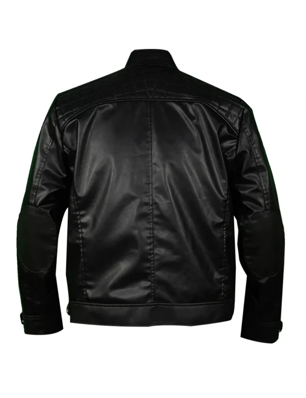 Men's Black Biker Leather Jacket with Zipper Detailing - Image 3
