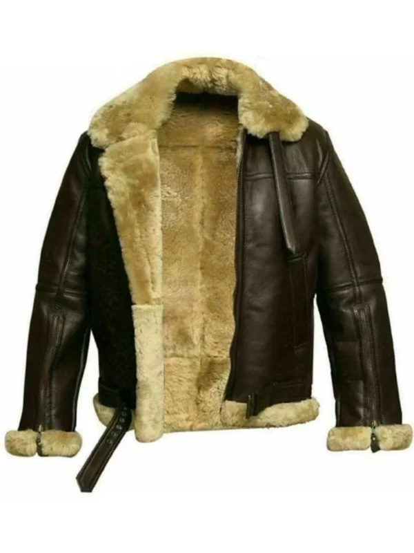 Men's Shearling-Lined Aviator Leather Jacket