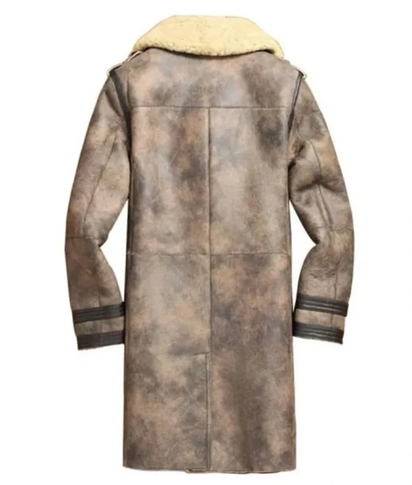 Vintage Shearling Leather Trench Coat - Image 2