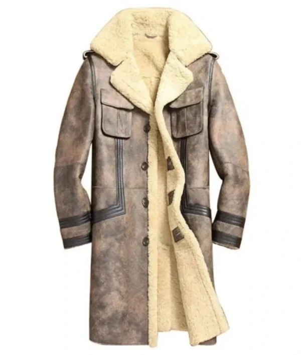Vintage Shearling Leather Trench Coat